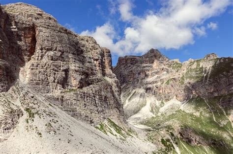 Mountain Peaks In The Italian Dolomites With Characteristic Structure
