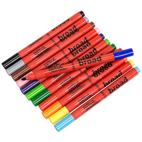 Pack Of 12 Berol Pens Broad Colouring Felt Tip Washable Ink School Art