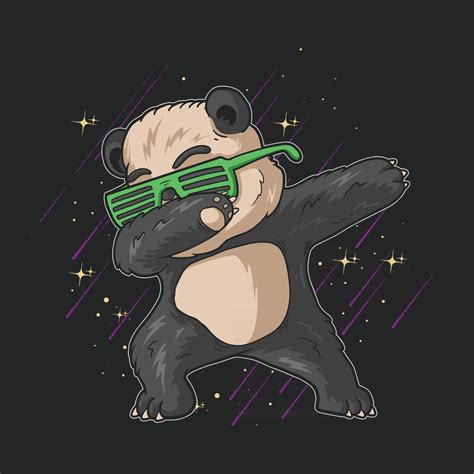 Cute Little Panda With Glasses Dabbing Dance Celebration Illustration