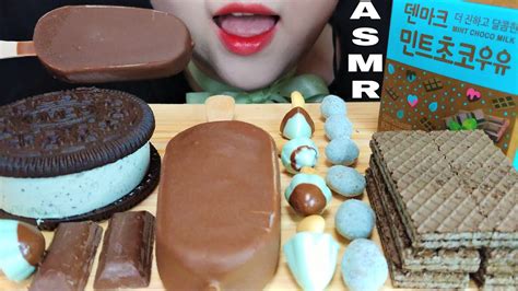 Asmr Mint Chocolate Dessert Mukbang 민트초코 디저트 먹방 Oreo Ice Cream 오레오 아이스