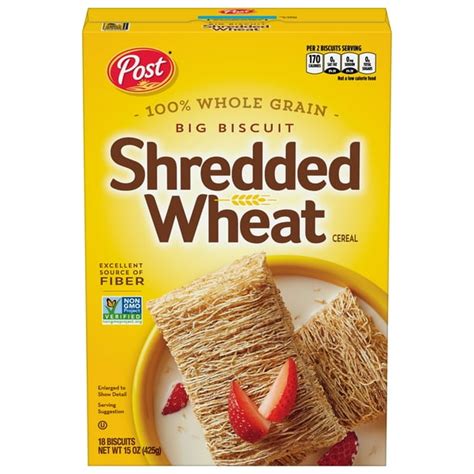 Post Big Biscuit Shredded Wheat Whole Grain Breakfast Cereal No Sugar