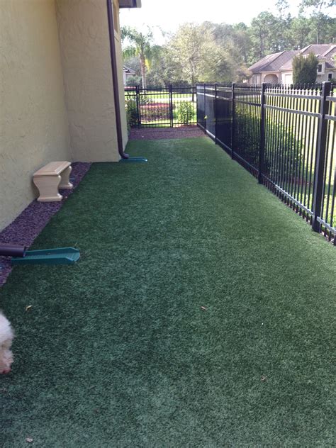 For a small yard, fence in the whole area to make it feel bigger. Doodles artificial turf potty area ;-) | Backyard dog area ...
