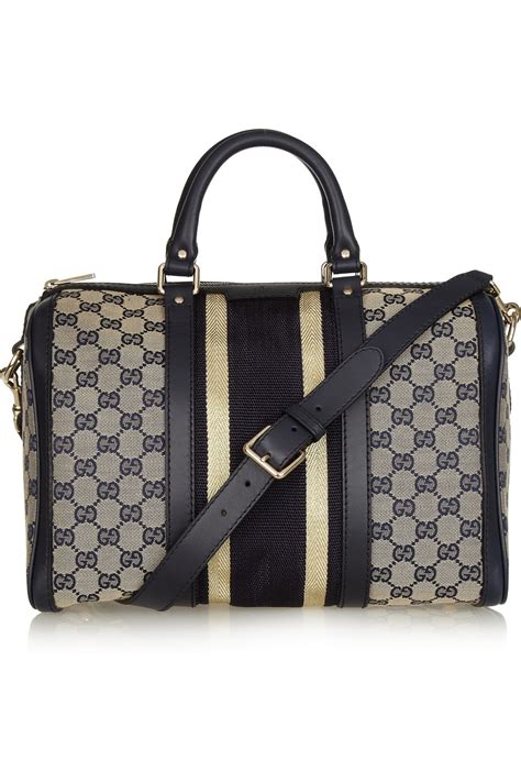 Collection by lisa vecchio • last updated 2 days ago. Gucci Leather-trimmed Canvas Bowling Bag in Black - Lyst