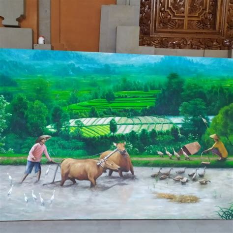 Jual Lukisan Desa Membajak Sawah Kab Gianyar Ari Lestawan Tokopedia