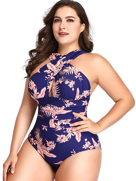 Plus Size Women Ladies Girls One Piece Swimsuit Swimwear Floral Print