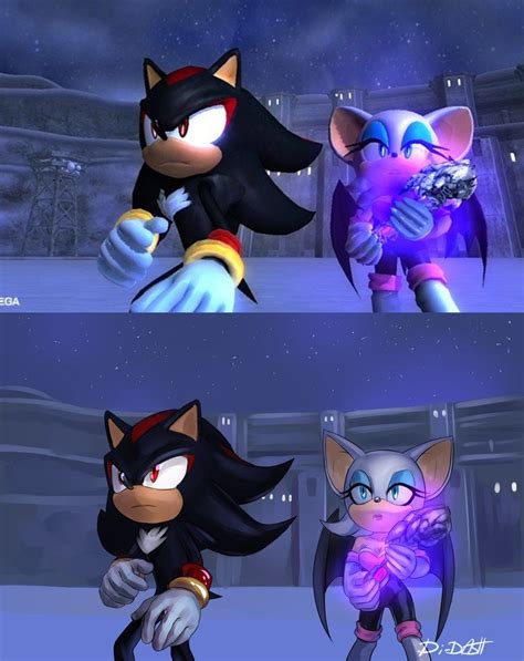 Two Pictures Of Sonic The Hedgehog And Shadow The Cat