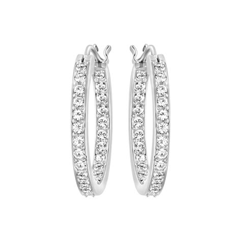 Swarovski Sommerset Crystal Rhodium Plated Hoop Earrings 1172374