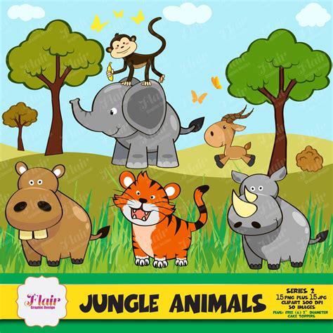 Jungle Animals Clipart Baby Animals Safari Clipart Zoo Download High