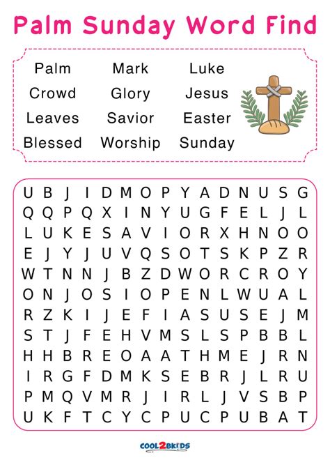 Printable Palm Sunday Word Search