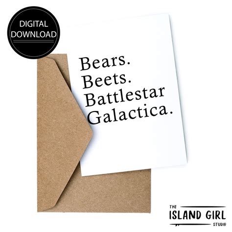 Printable The Office Dwight Schrute Jim Halpert Bears Beets Battlestar