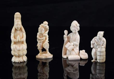 Lot Four 19th Century Carved Ivory Figures