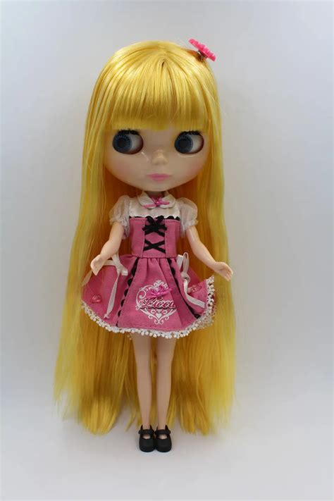 Blyth Doll Flesh White Skin Yellow Straight Hair Bangs Naked Doll Body Has Joints Lovely