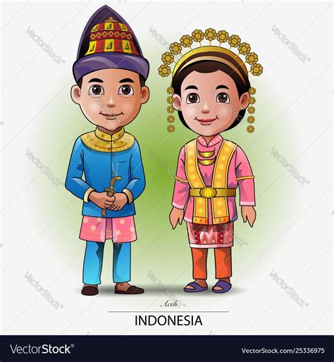 Aceh Traditional Clothing Royalty Free Vector Image Kartun Ilustrasi