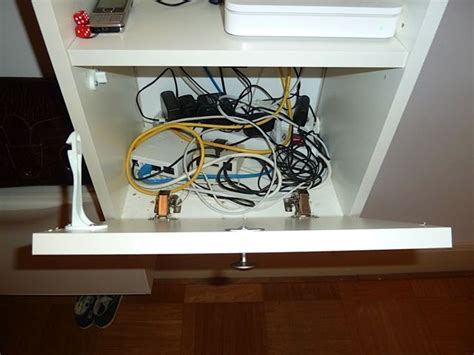 You can also use cord hooks to run wires down the legs of furniture, eliminating those dangling cords behind your desk. something like this to hide wires under desk | Hide wires ...