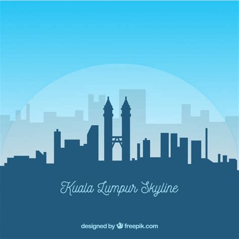 Urban vector graphics of a big city with many tall buildings. Kuala lumpur skyline silhouette Vector | Free Download
