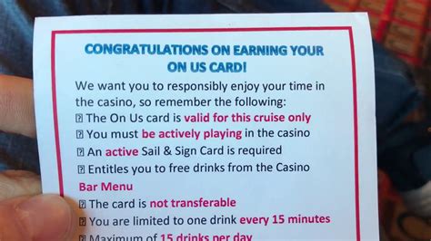 Carnival is offering 10,000 bonus points upon your first. Carnival Cruise Line Slot Machine Casino Free Drink Beverage Card - YouTube