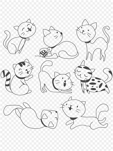 Various Cats Vector Stick Figure Cat Kitten Cute Cat Png Transparent