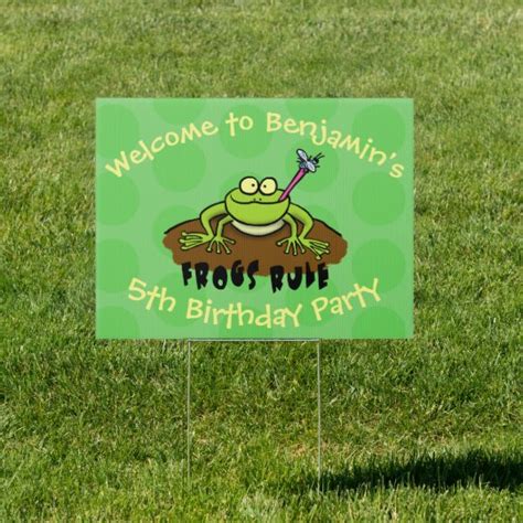Frogs Rule Funny Green Frog Cartoon Garden Sign Uk