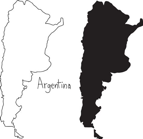 Outline And Silhouette Map Of Argentina Vector Vector Art At