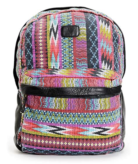 Billabong Fashion Masters Multicolor Tribal Canvas Backpack