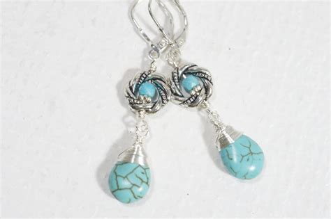 Turquoise Earrings Tibetan Style Turquoise Sterling Silver Etsy