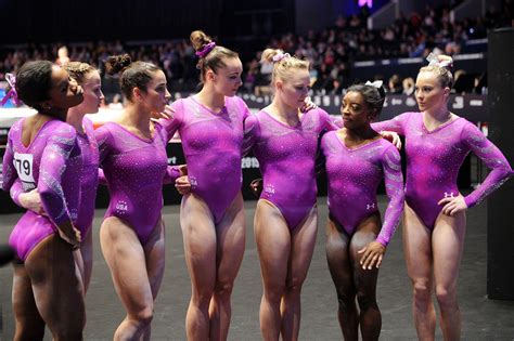 Usa Womens Team In 2015 World Gymnastics Championships At The Hydro Arena In Glasgow Scotland