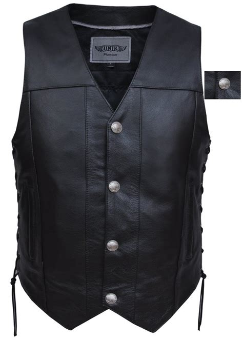 Mens Premium Buffalo Leather Vest W Cc 26082b Open Road Leather