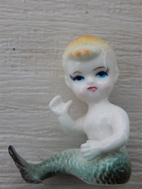 Miniature Mermaids Set Of 3 Porcelain Mermaid Mermaid Baby Etsy