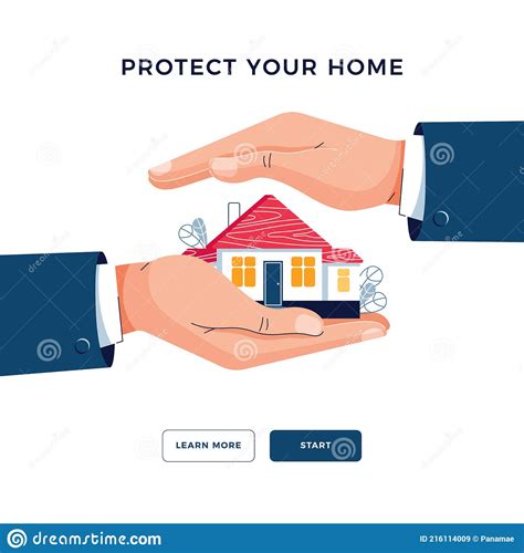 Protect Your Home Banner Businessman S Hands Are Covering Property