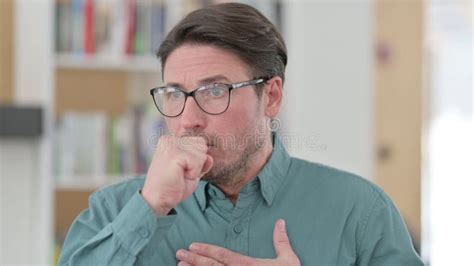 Sick Middle Aged Man Coughing Ill Stock Photo Image Of Coughing