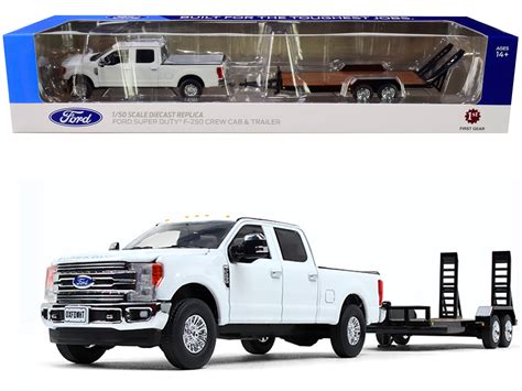 Ford F 250 Crew Cab Super Duty Pickup Truck White And Tandem Axle Tag