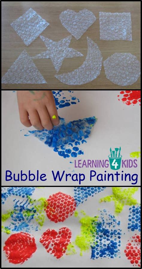 Bubble Wrap Painting Learning Shapes Preschool Arts And Crafts