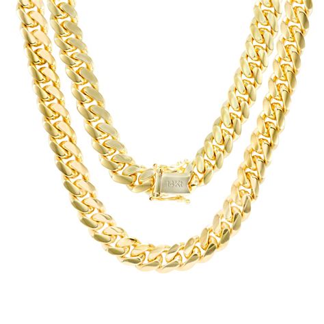 Nuragold 14k Yellow Gold Solid Mens 8mm Miami Cuban Link Chain
