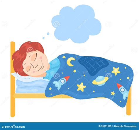 El Muchacho Duerme En Una Cama Ilustración Del Vector Ilustración De
