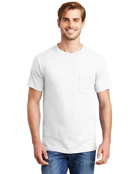 Hanes 5190 Beefy T 100 Cotton T Shirt With Pocket On Discount