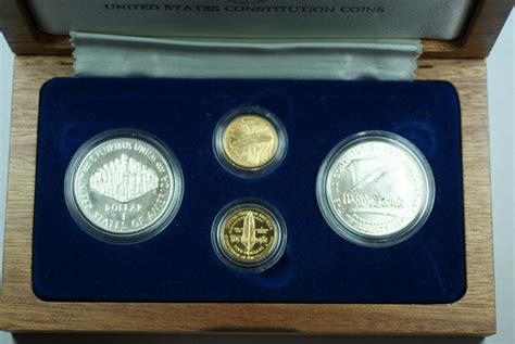 1987 Constitution Commemorative 4 Coin Set Gold Silver Proofunc W Co