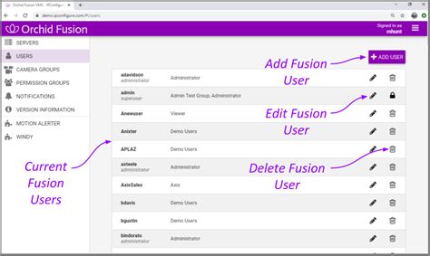 Access The Orchid Fusion Vms Users List Orchid Fusionhybrid Vms