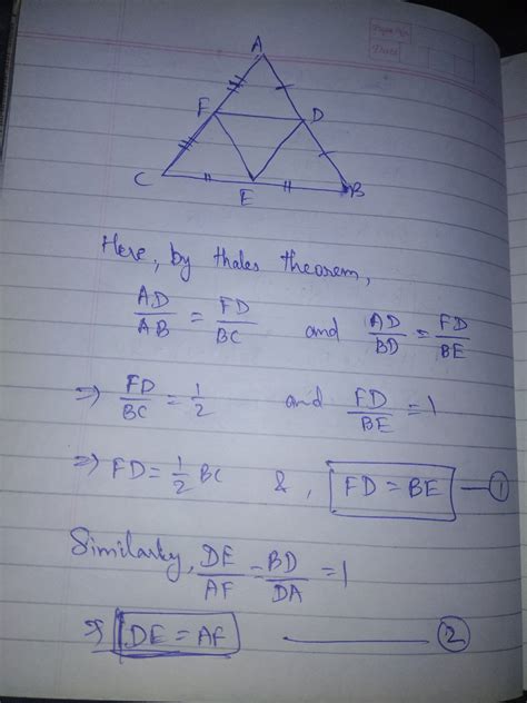 In The Given Triangle ABC D E And F Are The Mid Points Of Sides BC