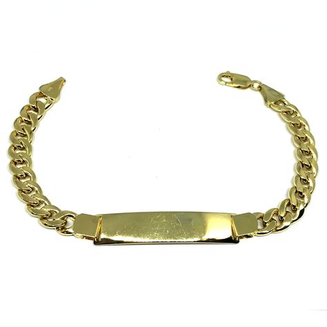 Jewelry Affairs K Yellow Gold Curb Link Mens Id Bracelet