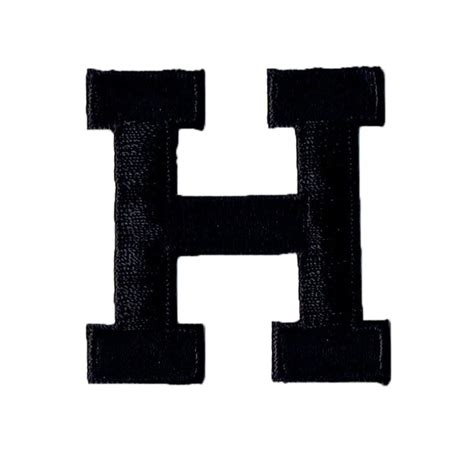 Alphabet Letter H Color Black 2 Block Style Iron On