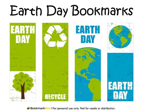 Free Printable Earth Day Bookmarks With Graphics Of Trees Planet Earth