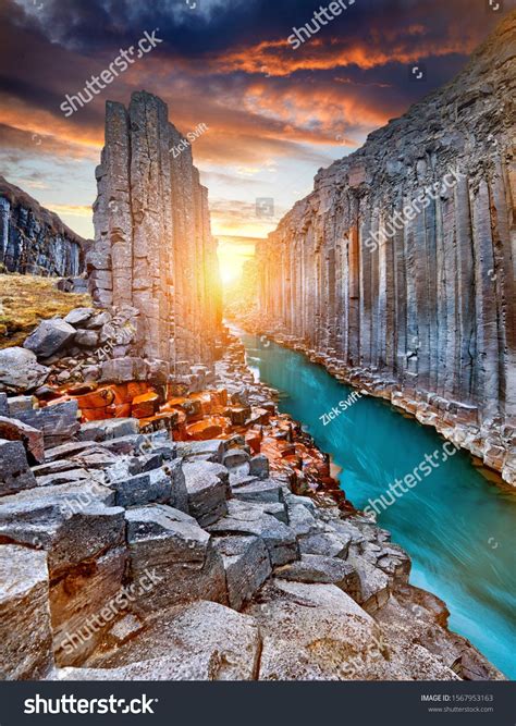Studlagil Basalt Canyon Jokulsa A Dal River Iceland Europe One Of