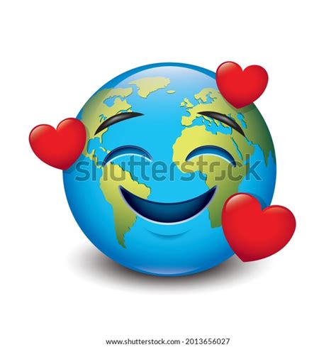 Happy Smiling Earth Emoticon Emoji Love Stock Vector Royalty Free