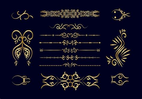 Premium Vector Golden Dividers Set Ornamental Decorative Elements