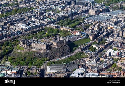 Aerial View Of Edinburgh Castle Stock Photo Alamy