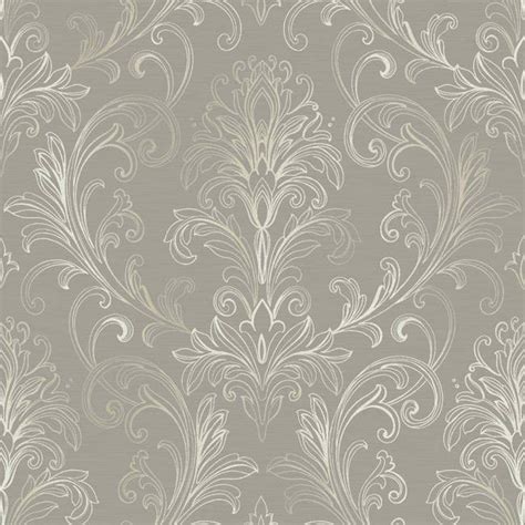 40 Silver And White Damask Wallpaper