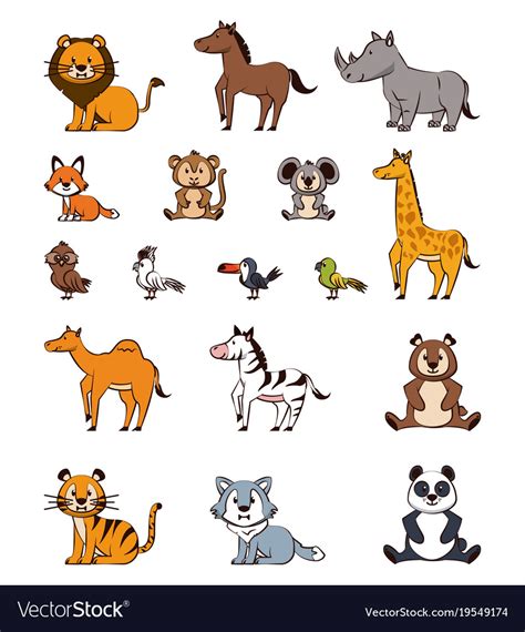 Cute Animals Cartoons Icons Royalty Free Vector Image