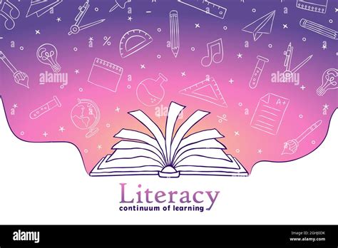 Literacy Illustration Concept Of Open Book With Colorful High School