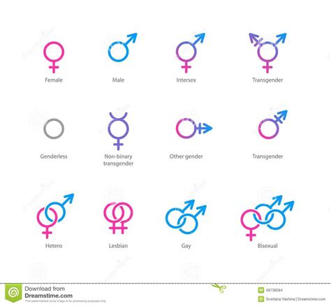 Gender Symbol Icon Set Stock Vector Illustration Of Heterosexual