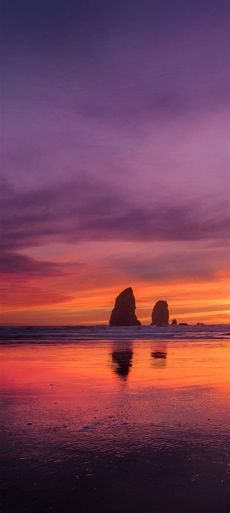Oregon Coast Wallpaper 4k Sunset Beach Purple Sky Nature 48